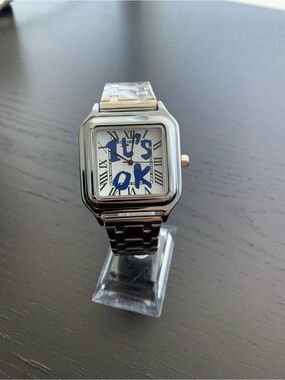 Brand New It’s Okay Silver Tank Watch with Silver bracelet